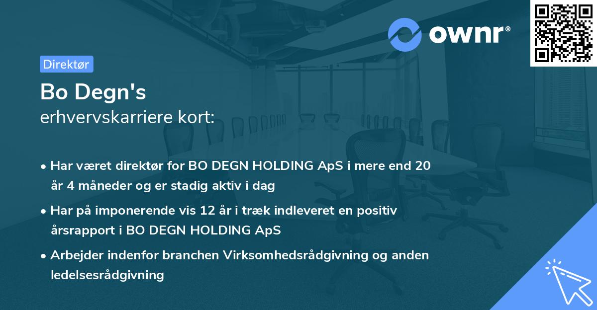 Bo Degn's erhvervskarriere kort