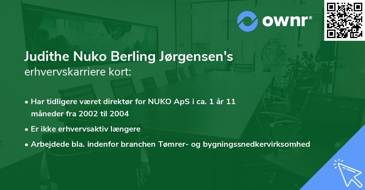Judithe Nuko Berling Jørgensen's erhvervskarriere kort