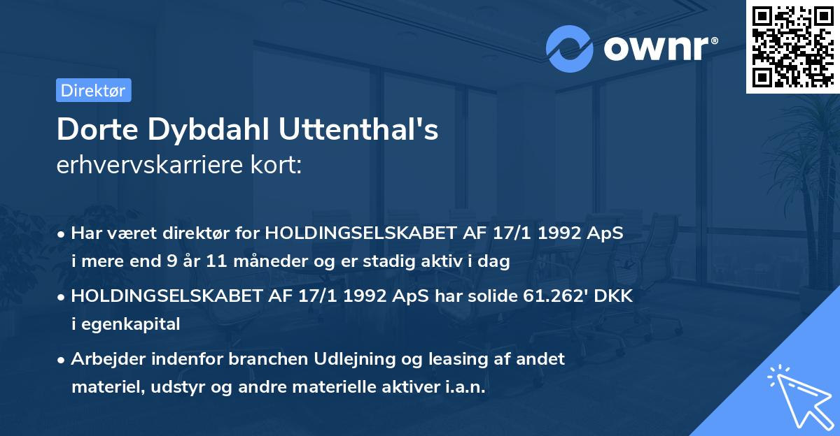 Dorte Dybdahl Uttenthal's erhvervskarriere kort