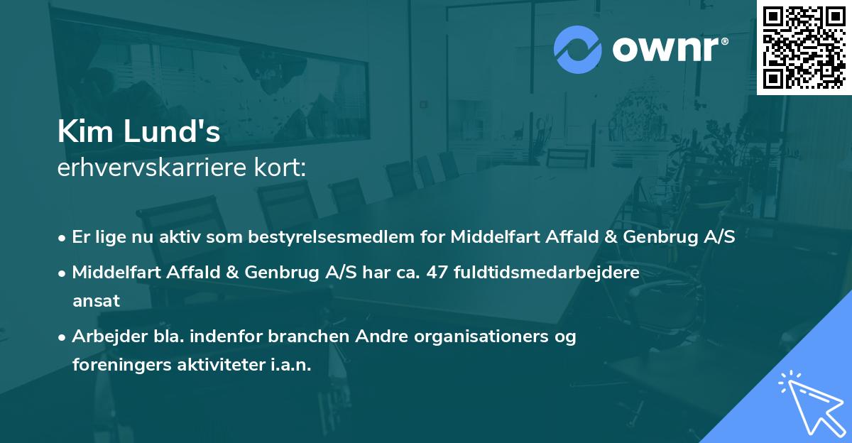 Kim Lund's erhvervskarriere kort