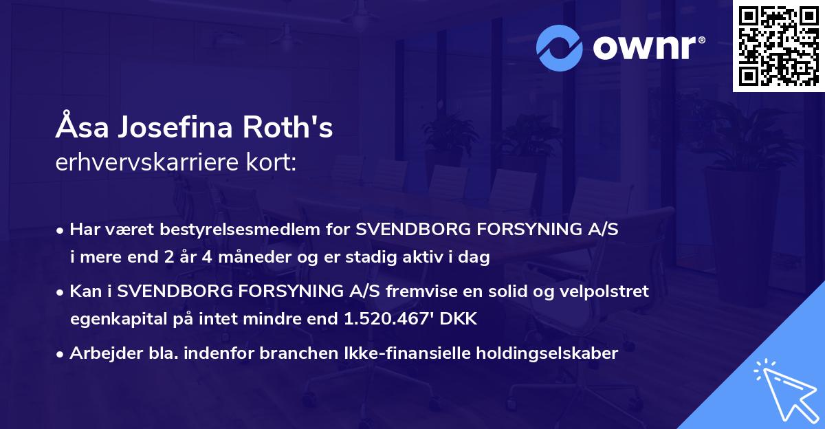 Åsa Josefina Roth's erhvervskarriere kort