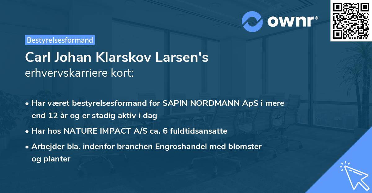 Carl Johan Klarskov Larsen's erhvervskarriere kort