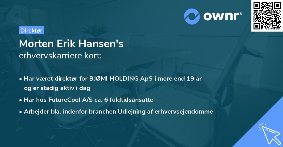 Morten Erik Hansen's erhvervskarriere kort