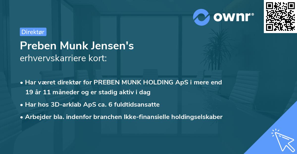 Preben Munk Jensen's erhvervskarriere kort