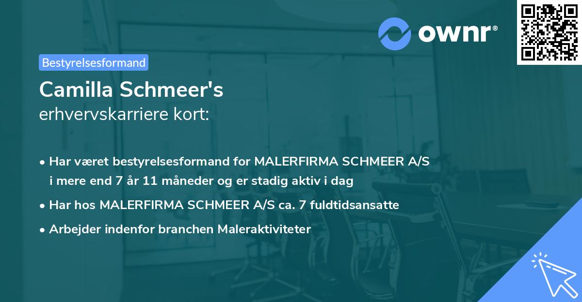 Camilla Schmeer's erhvervskarriere kort