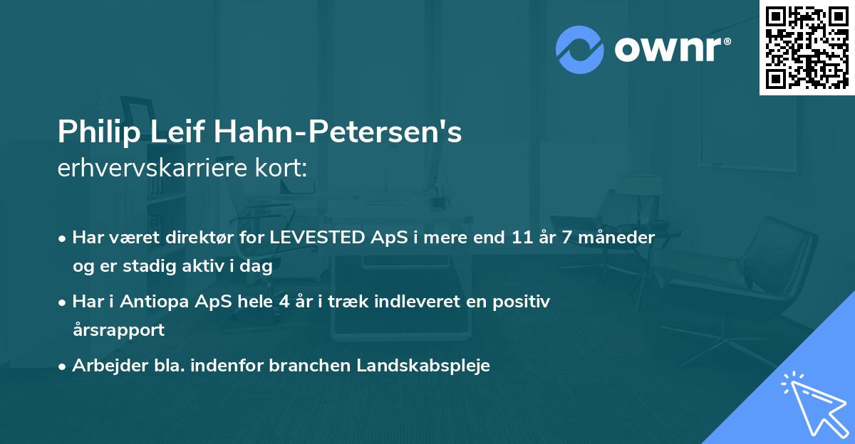 Philip Leif Hahn-Petersen's erhvervskarriere kort