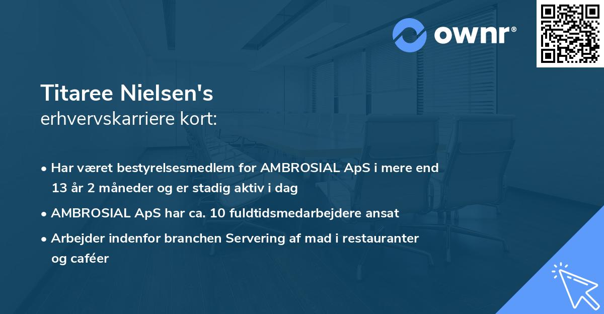Titaree Nielsen's erhvervskarriere kort