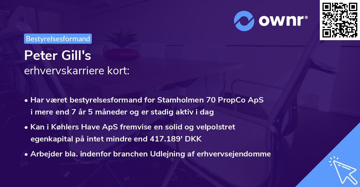 Peter Gill's erhvervskarriere kort
