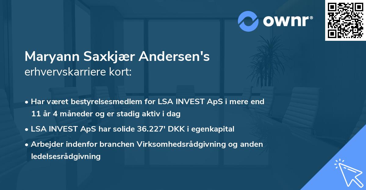 Maryann Saxkjær Andersen's erhvervskarriere kort