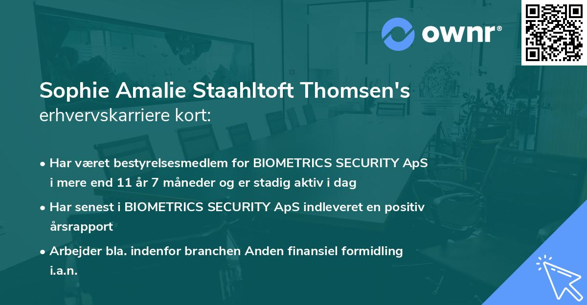 Sophie Amalie Staahltoft Thomsen's erhvervskarriere kort