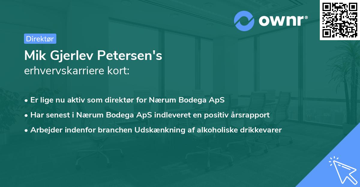 Mik Gjerlev Petersen's erhvervskarriere kort