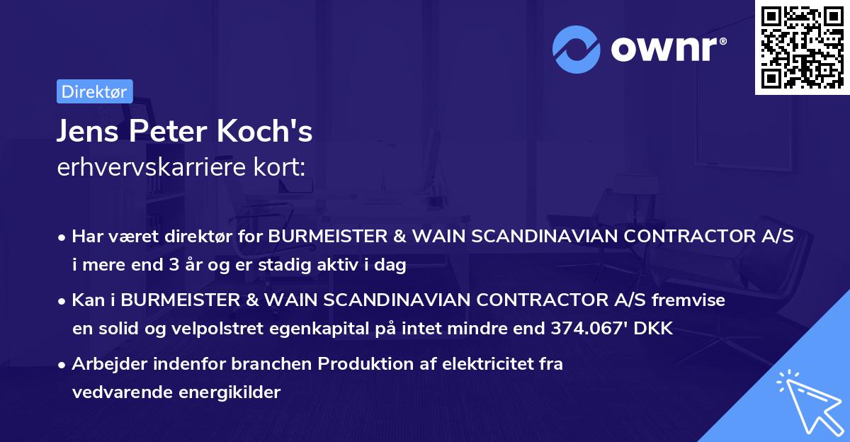 Jens Peter Koch's erhvervskarriere kort