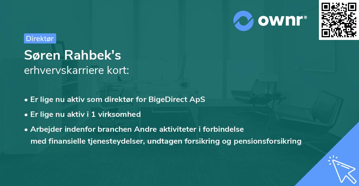 Søren Rahbek's erhvervskarriere kort