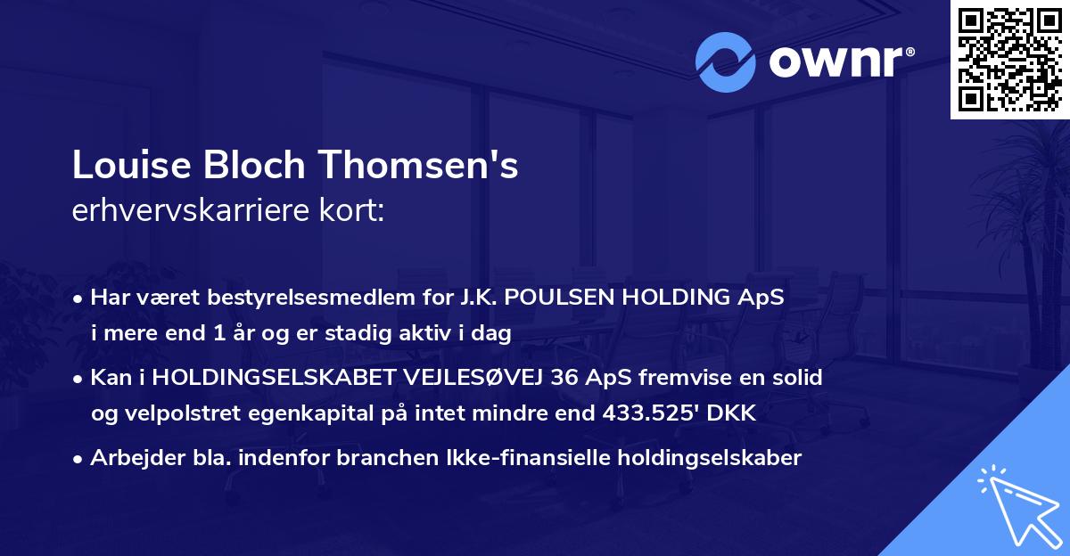 Louise Bloch Thomsen's erhvervskarriere kort