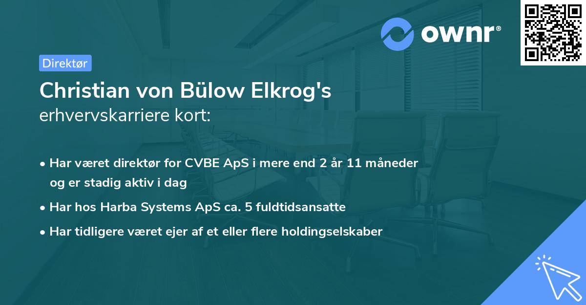 Christian von Bülow Elkrog's erhvervskarriere kort