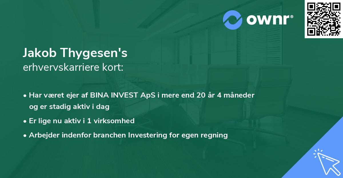 Jakob Thygesen's erhvervskarriere kort