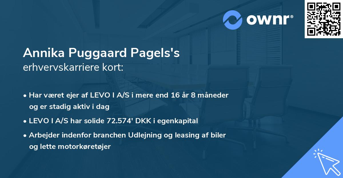 Annika Puggaard Pagels's erhvervskarriere kort