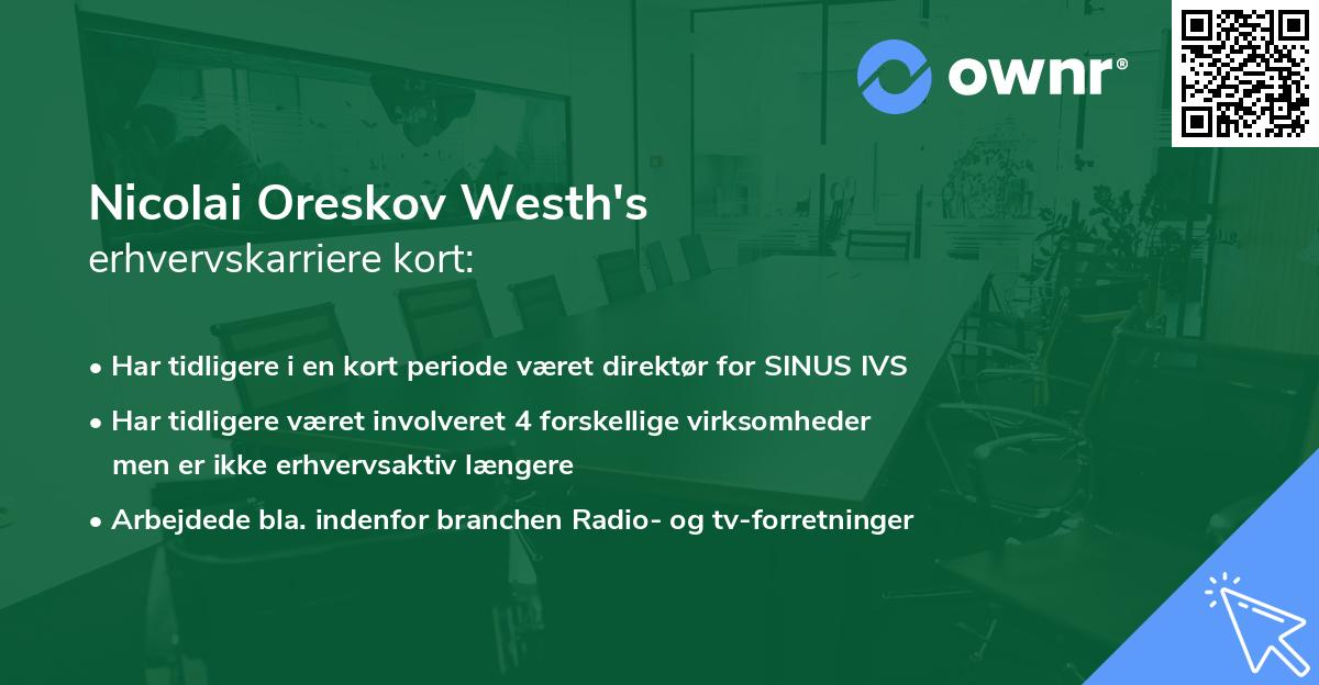 Nicolai Oreskov Westh's erhvervskarriere kort