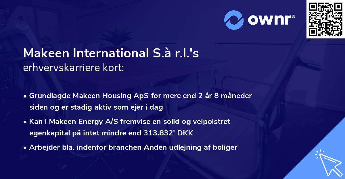 Makeen International S.à r.l.'s erhvervskarriere kort