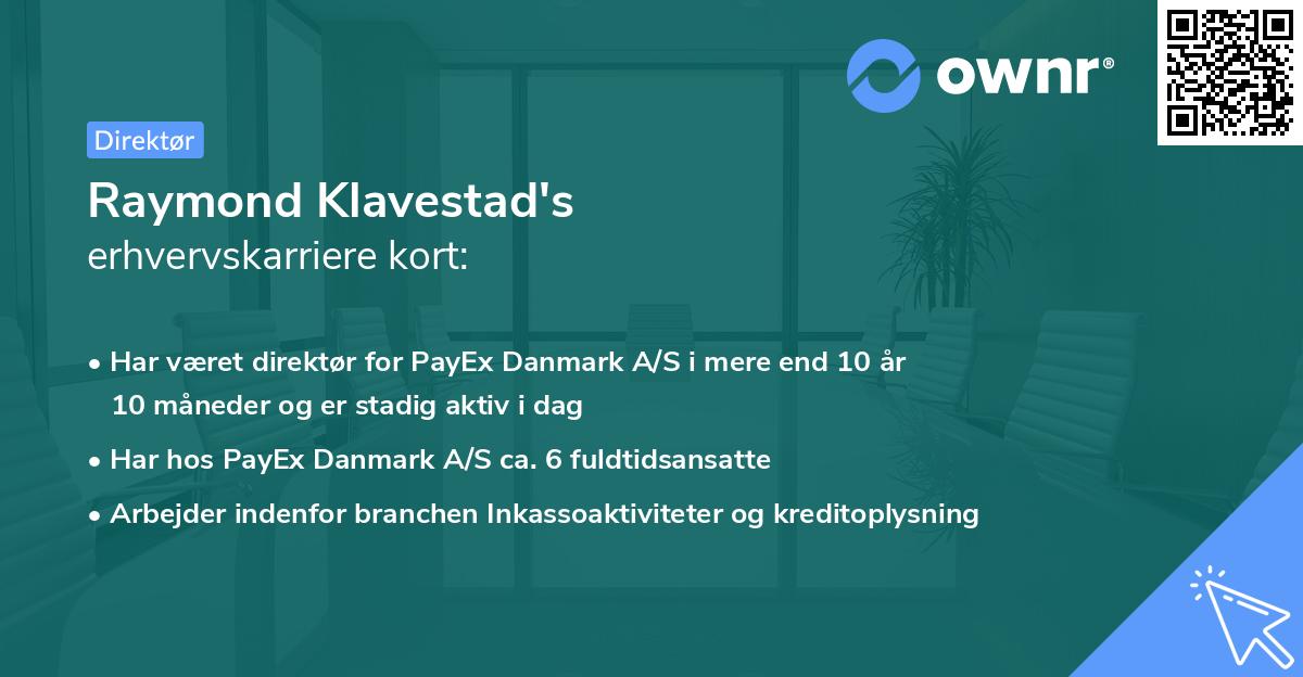 Raymond Klavestad's erhvervskarriere kort