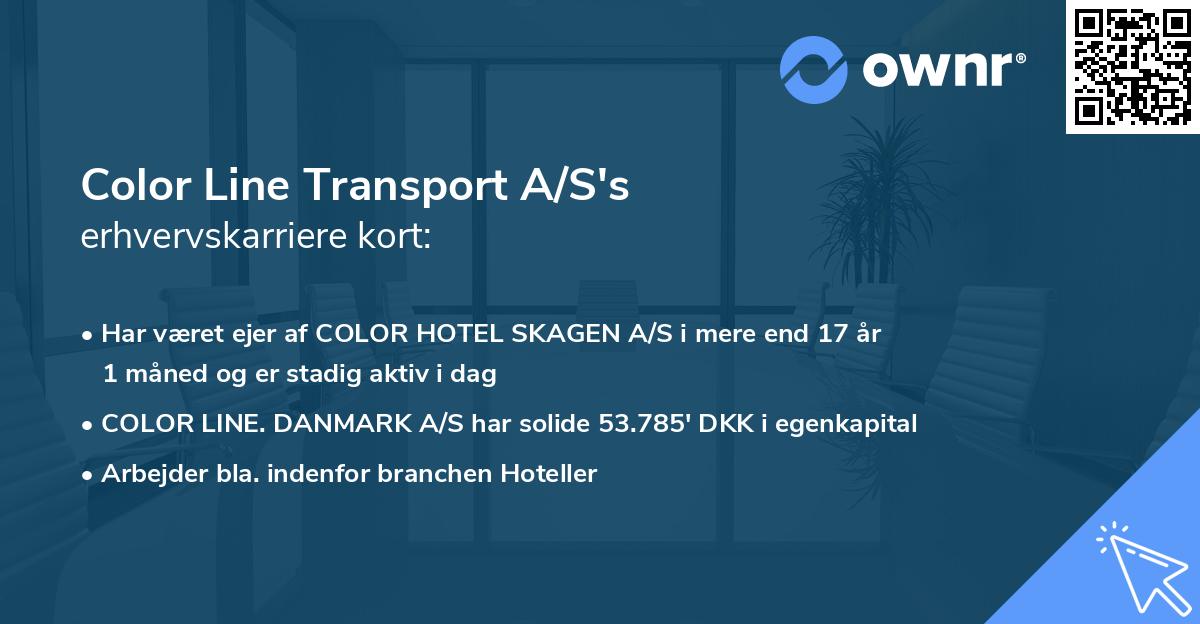 Color Line Transport A/S's erhvervskarriere kort