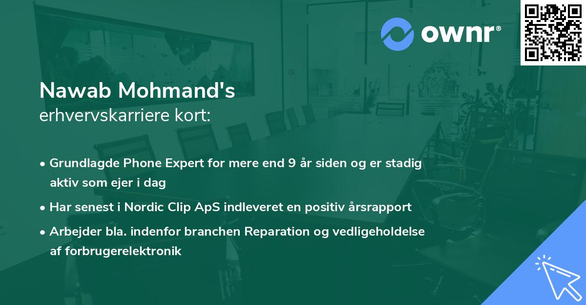 Nawab Mohmand's erhvervskarriere kort