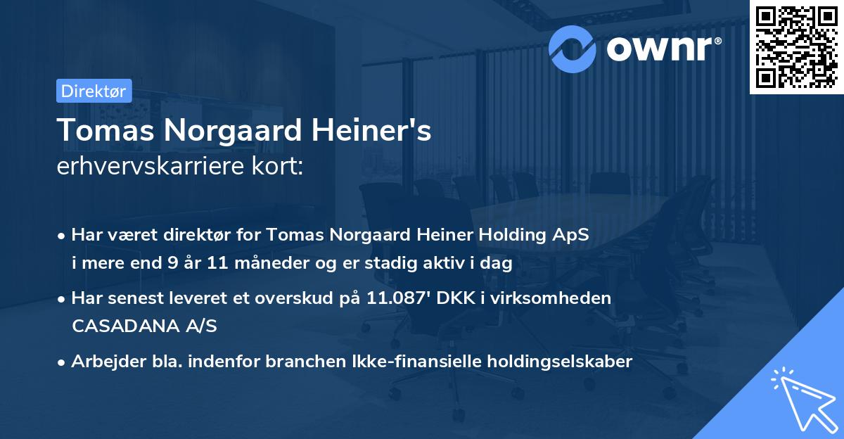 Tomas Norgaard Heiner's erhvervskarriere kort