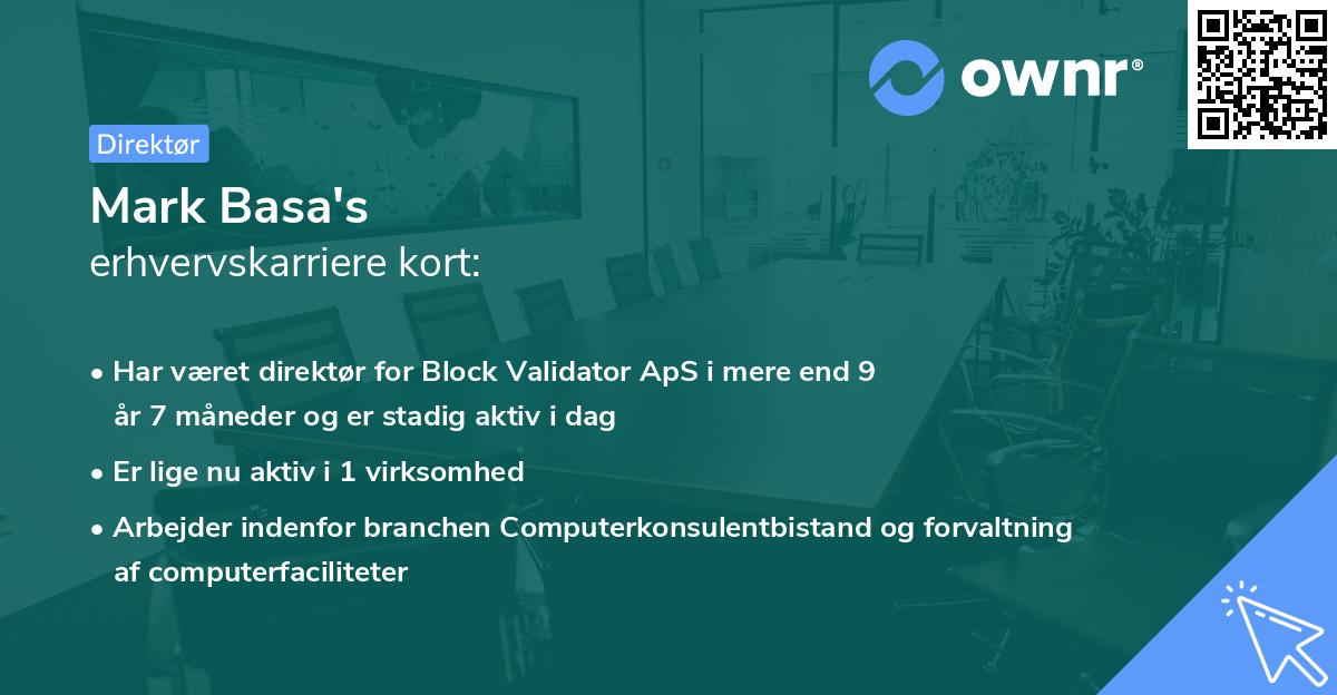 Mark Basa's erhvervskarriere kort
