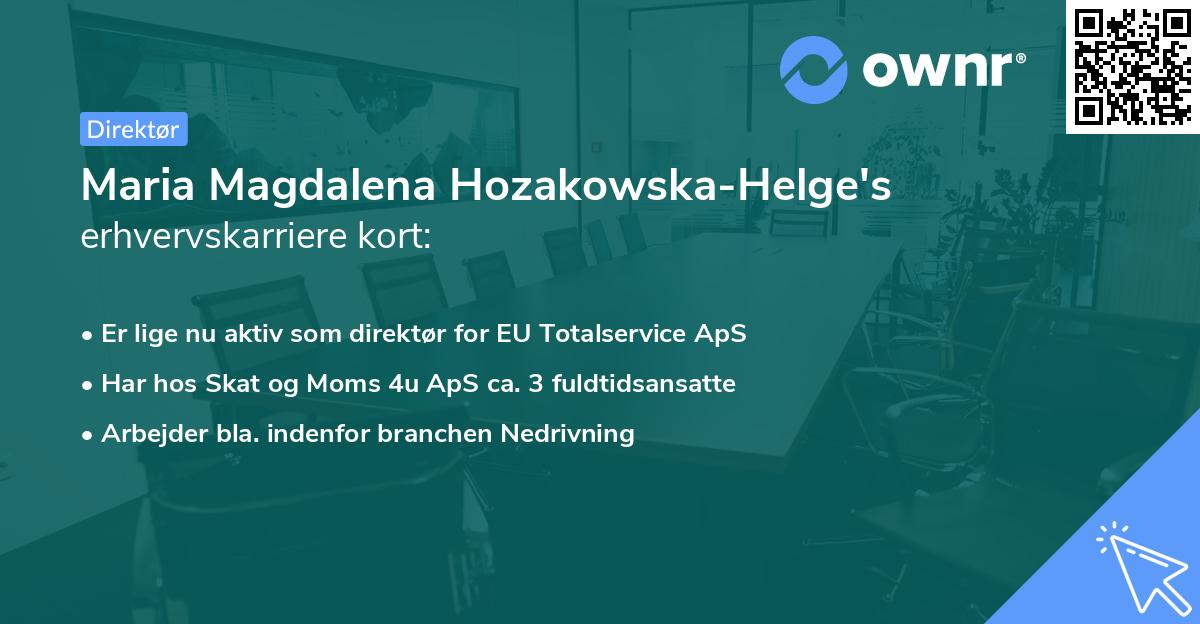 Maria Magdalena Hozakowska-Helge's erhvervskarriere kort