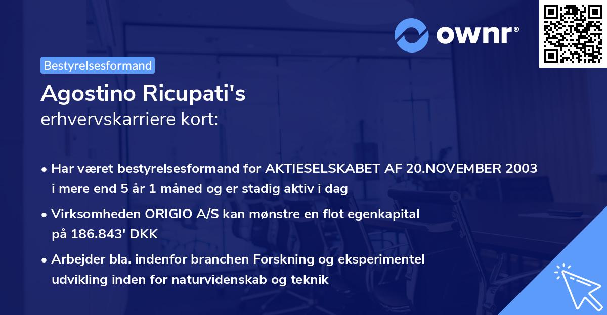 Agostino Ricupati's erhvervskarriere kort