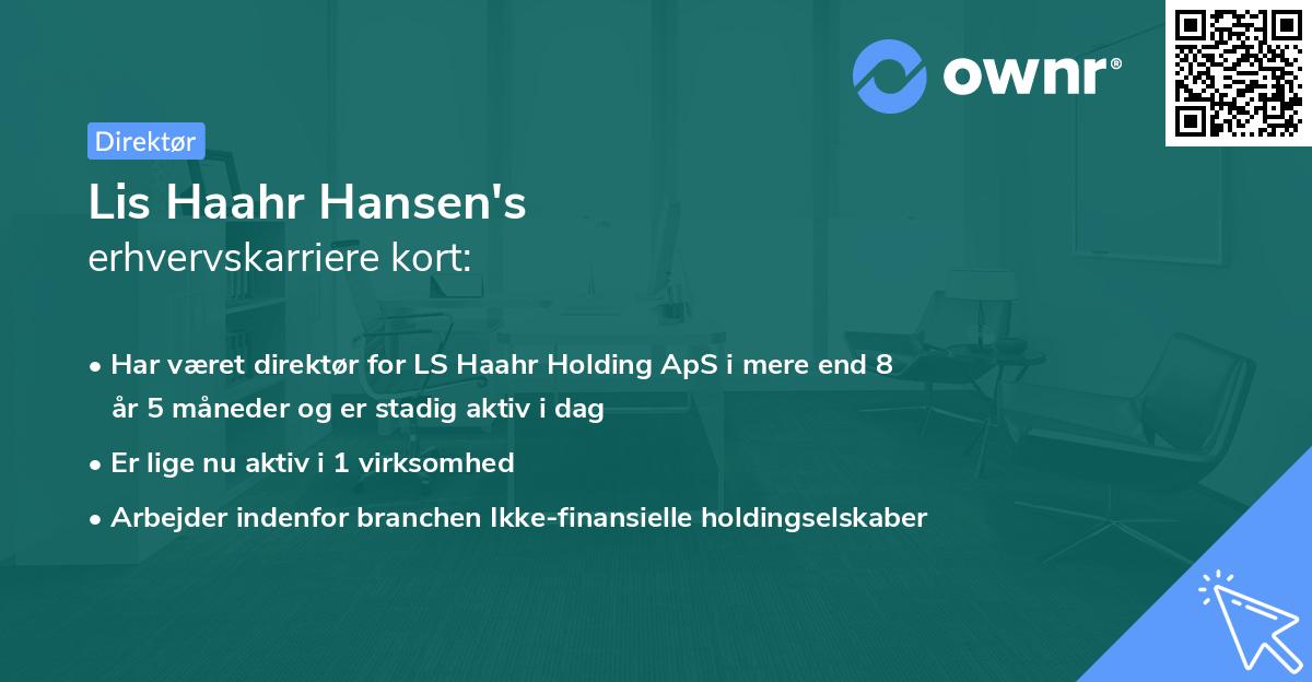 Lis Haahr Hansen's erhvervskarriere kort
