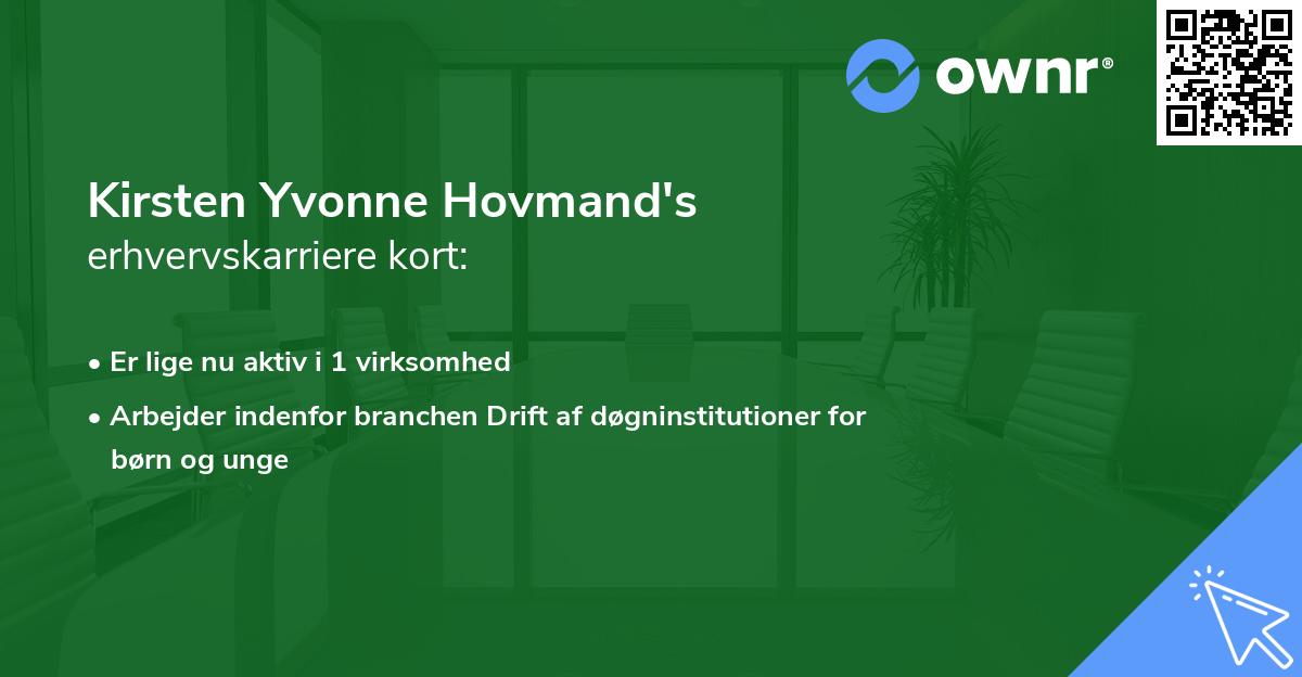 Kirsten Yvonne Hovmand's erhvervskarriere kort