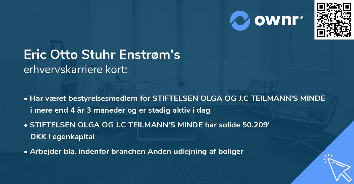 Eric Otto Stuhr Enstrøm's erhvervskarriere kort