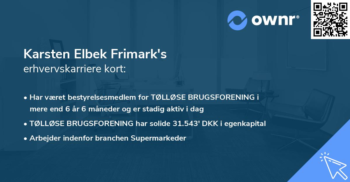 Karsten Elbek Frimark's erhvervskarriere kort