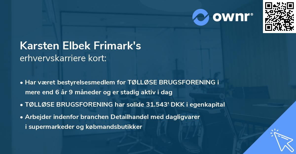 Karsten Elbek Frimark's erhvervskarriere kort