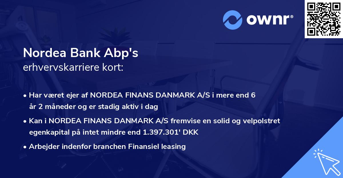 Nordea Bank Abp's erhvervskarriere kort