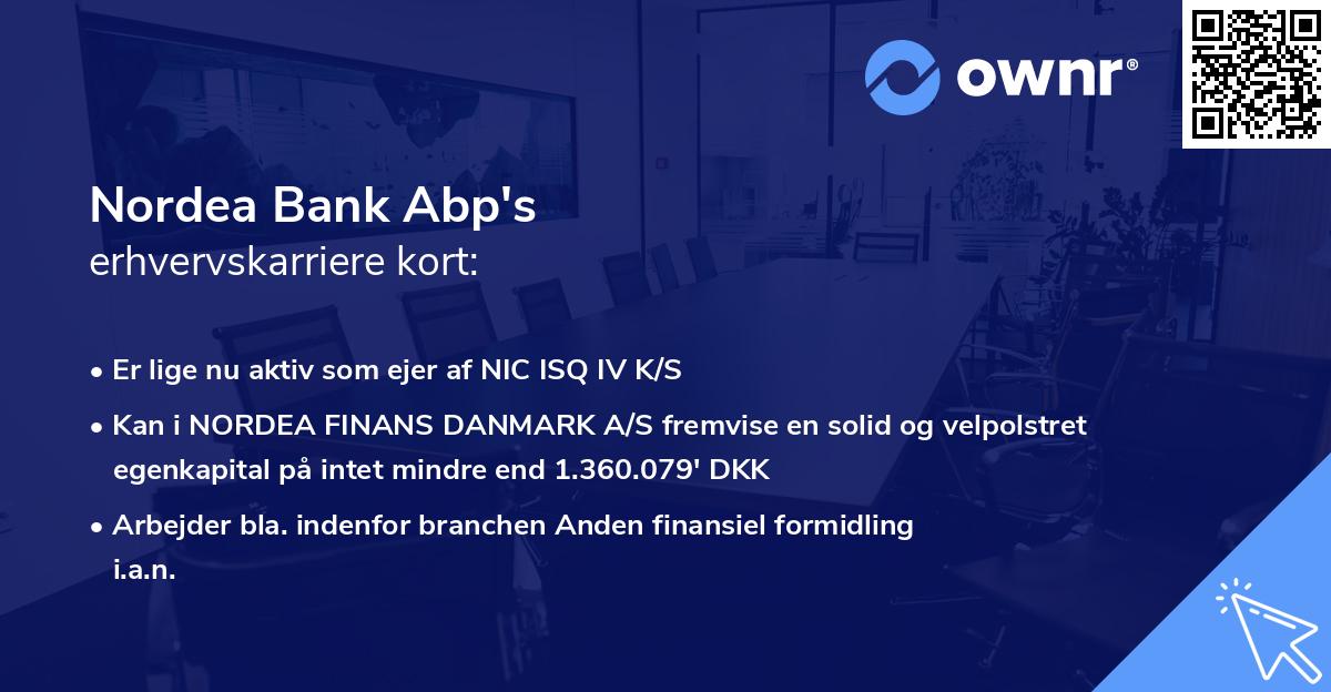 Nordea Bank Abp's erhvervskarriere kort