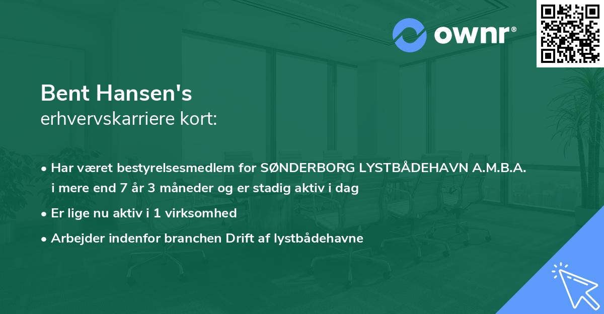 Bent Hansen's erhvervskarriere kort