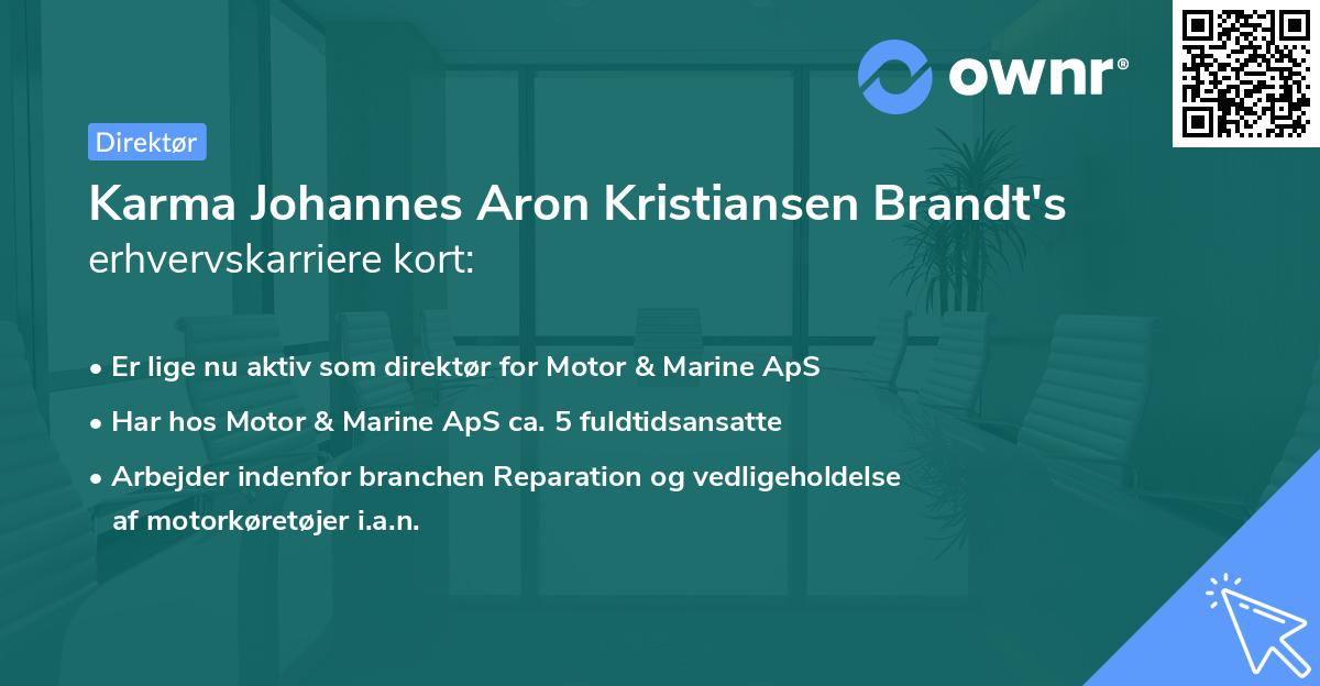 Karma Johannes Aron Kristiansen Brandt's erhvervskarriere kort