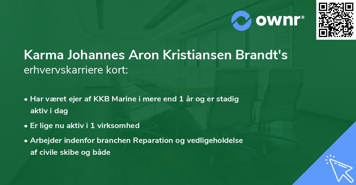 Karma Johannes Aron Kristiansen Brandt's erhvervskarriere kort