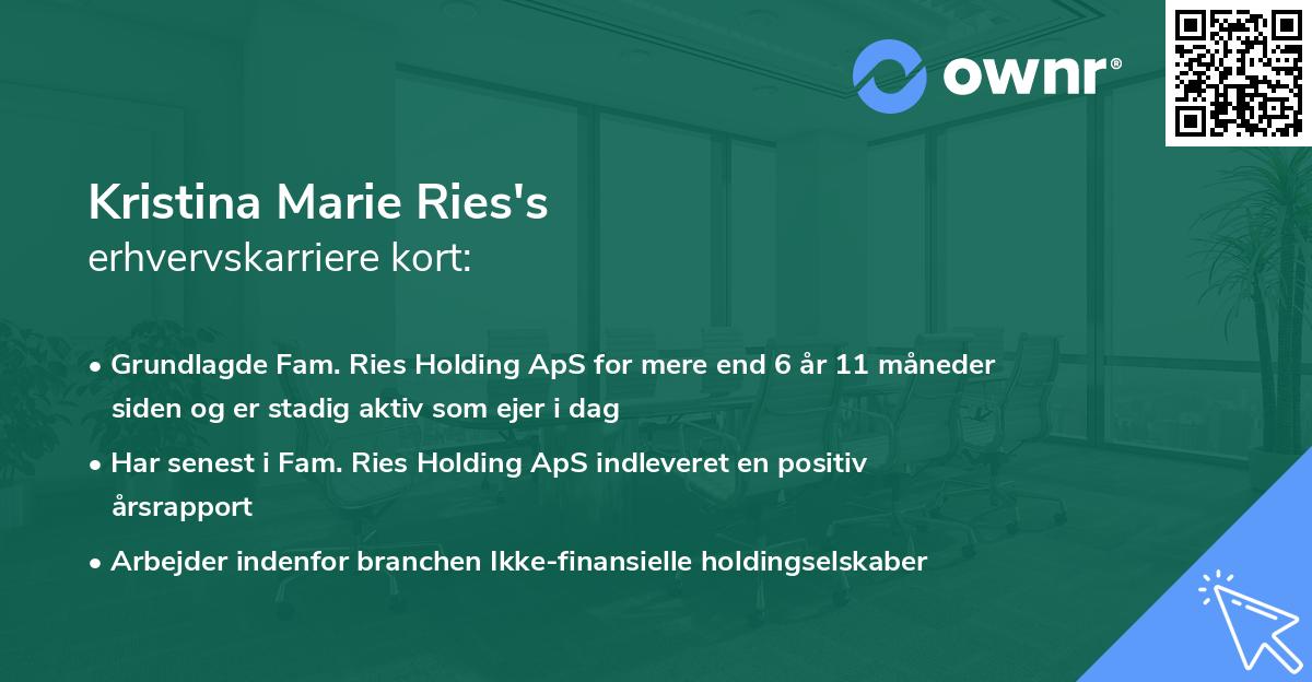 Kristina Marie Ries's erhvervskarriere kort
