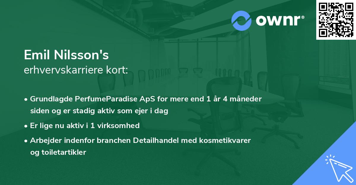 Emil Nilsson's erhvervskarriere kort