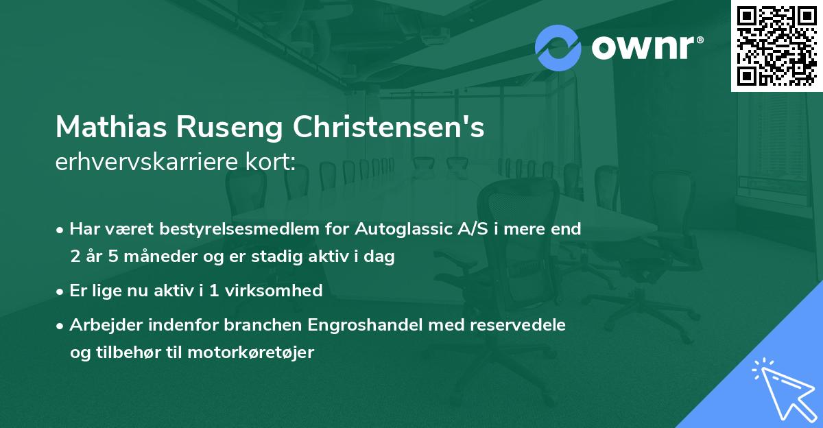 Mathias Ruseng Christensen's erhvervskarriere kort