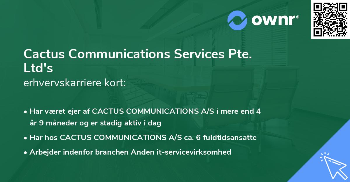 Cactus Communications Services Pte. Ltd's erhvervskarriere kort