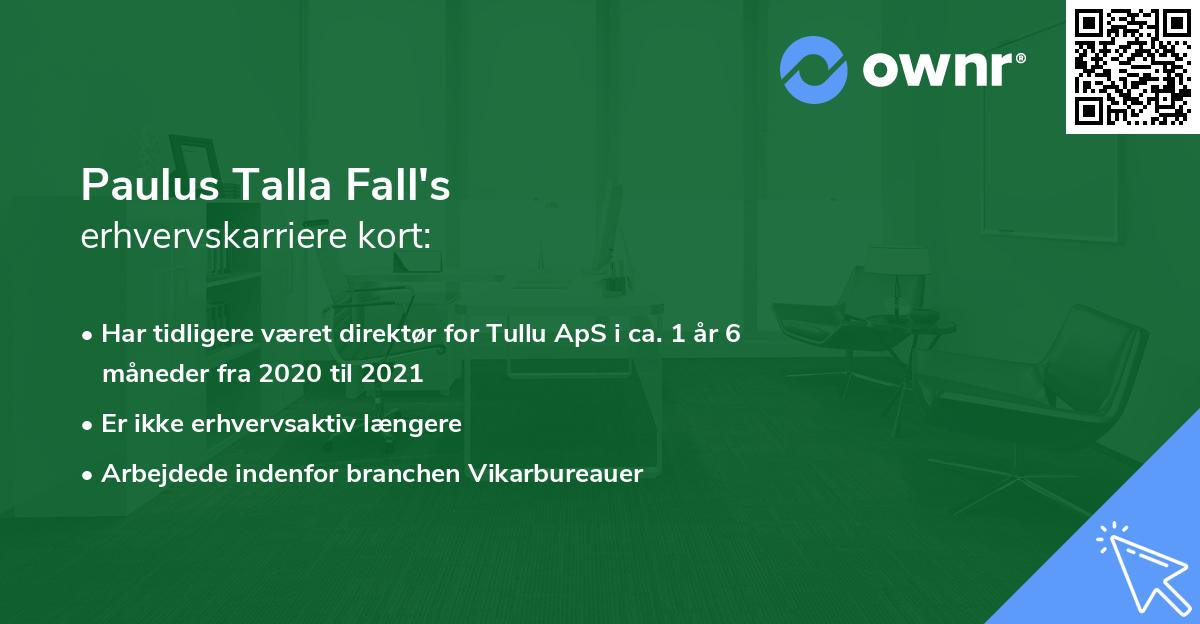 Paulus Talla Fall's erhvervskarriere kort