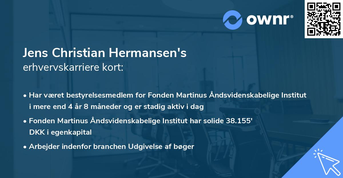 Jens Christian Hermansen's erhvervskarriere kort