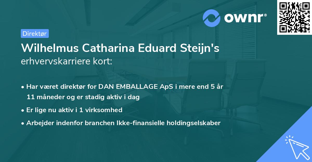 Wilhelmus Catharina Eduard Steijn's erhvervskarriere kort