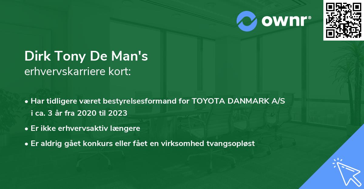 Dirk Tony De Man's erhvervskarriere kort