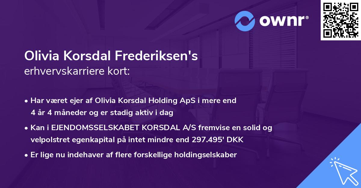 Olivia Korsdal Frederiksen's erhvervskarriere kort