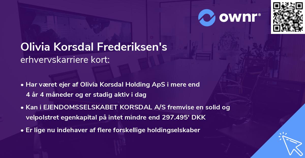 Olivia Korsdal Frederiksen's erhvervskarriere kort